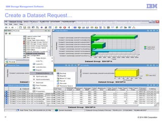 © 2014 IBM Corporation
IBM Storage Management Software
51
Create a Dataset Request…
Right ‘click’ on a report row or a bar in chart and select ‘Dataset Actions’
 