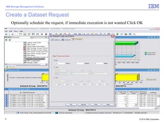 © 2014 IBM Corporation
IBM Storage Management Software
53
Create a Dataset Request
Optionally schedule the request, if immediate execution is not wanted Click OK
 