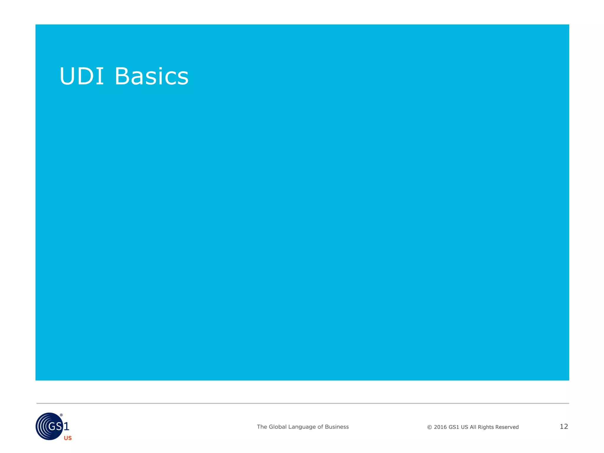 © 2016 GS1 US All Rights Reserved
UDI Basics
12
 