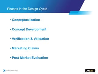 4
Phases in the Design Cycle
• Conceptualization
• Concept Development
• Verification & Validation
• Marketing Claims
• Post-Market Evaluation
 