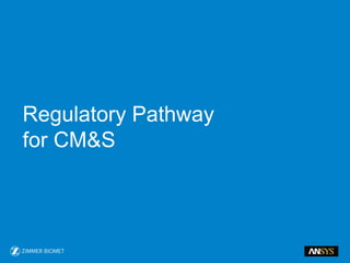 Regulatory Pathway
for CM&S
 
