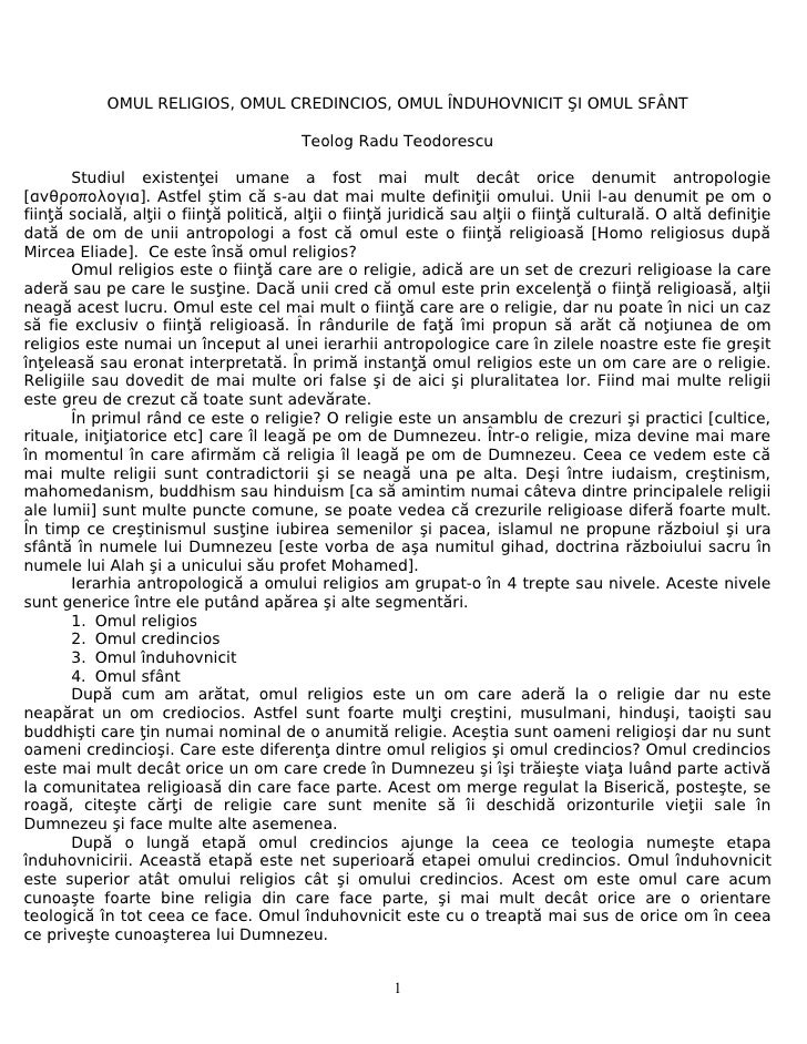 Omul Religios Omul Credincios Omul Induhovnicit Si Omul Sfant