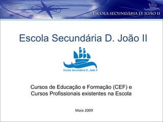 Escola Secundária D. João II



  Cursos de Educação e Formação (CEF) e
  Cursos Profissionais existentes na Escola


                    Maio 2009
 