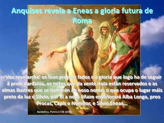 A porta de marfilHai dúas portas do Soño, unha de corno, pola cal teñen fácil saída as visión verdadeiras; a outra de marfil, primorosamente labrada, por ela envían os manes á terra imaxes falsas. Anquises despídeos por la porta de marfil...  I, 893 y ss.Manuscrito Virgiliano Vaticano