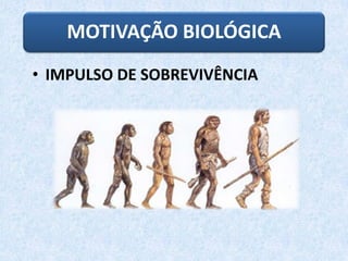 • IMPULSO DE SOBREVIVÊNCIA
MOTIVAÇÃO BIOLÓGICA
 