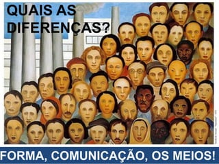 FORMA, COMUNICAÇÃO, OS MEIOS!
QUAIS AS
DIFERENÇAS?
 