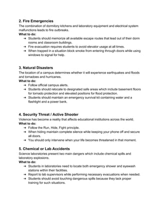 Dormitory Fire Protection How to Tackle On-Campus Emergencies 101 for students | DOCX