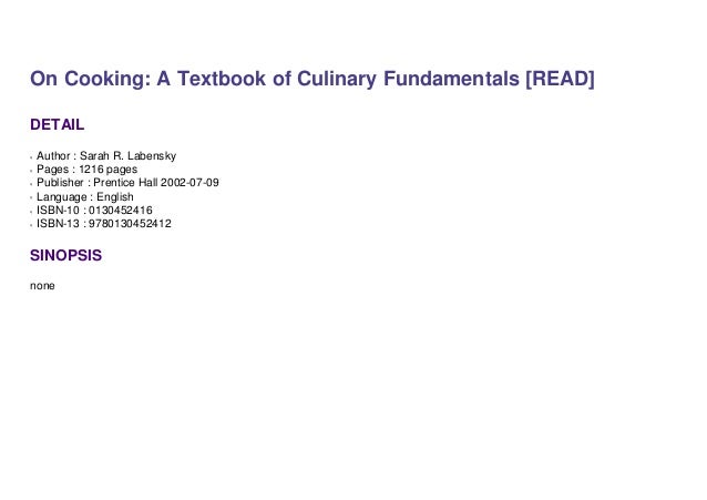 Cooking textbook culinary fundamentals 5th edition - madisonrety