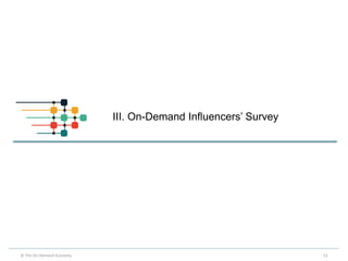 III. On-Demand Influencers’ Survey
13© The On-Demand Economy
 