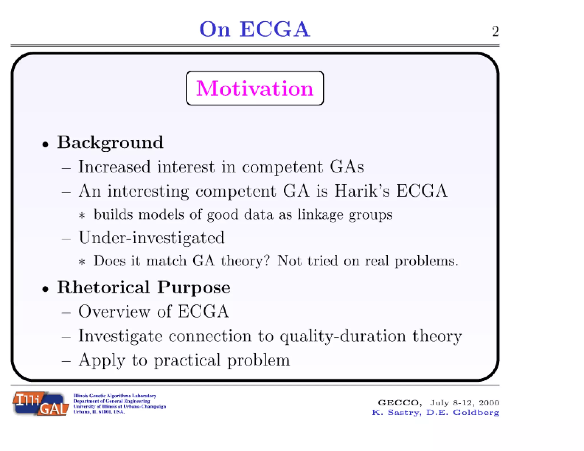 On Extended Compact Genetic Algorithm