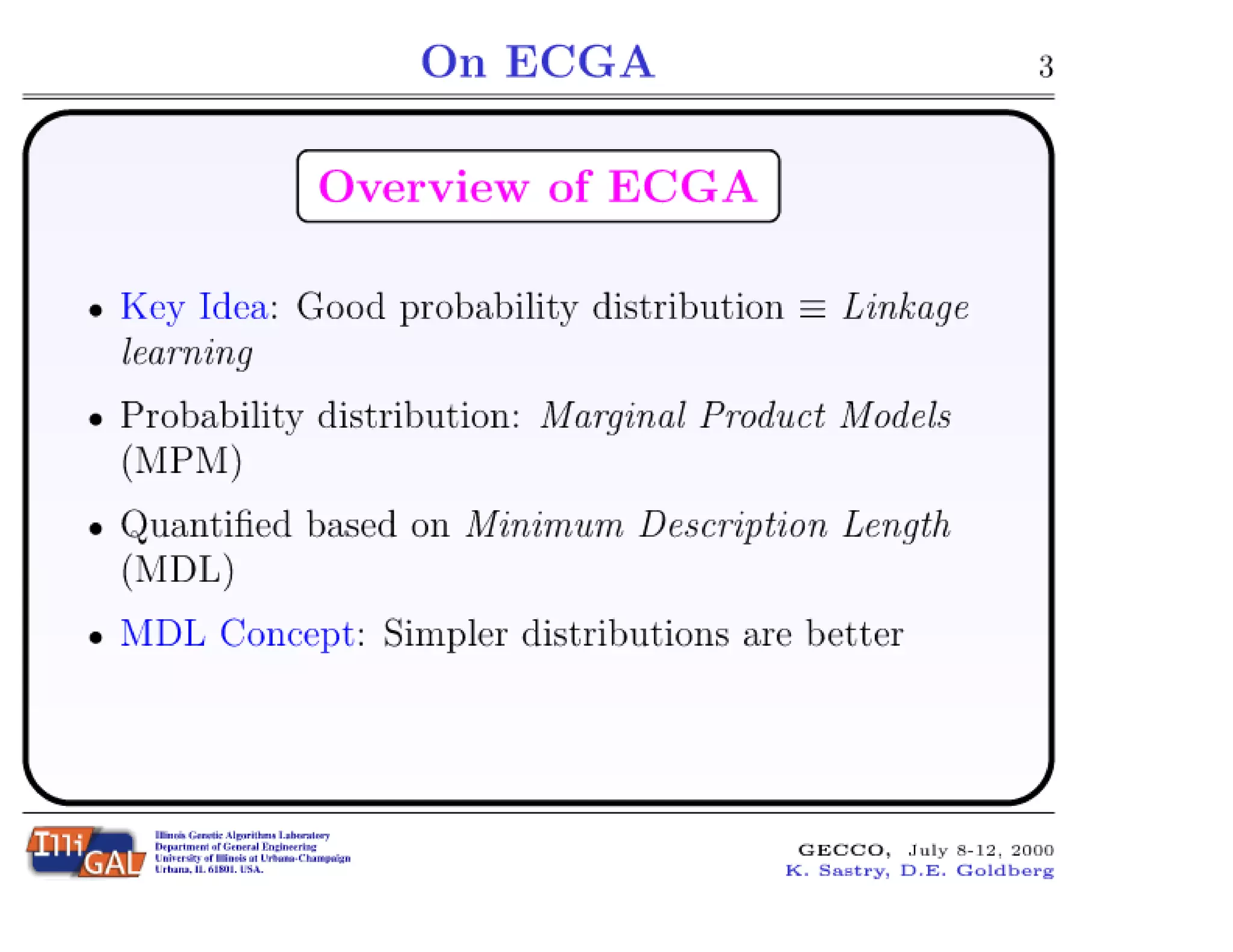 On Extended Compact Genetic Algorithm