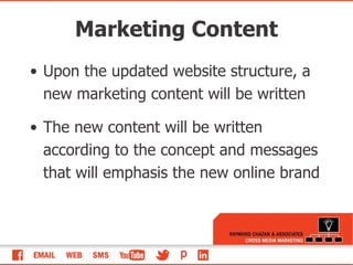 Marketing Content Upon the updated website structure, a new marketing content will be written The new content will be written according to the concept and messages that will emphasis the new online brand 