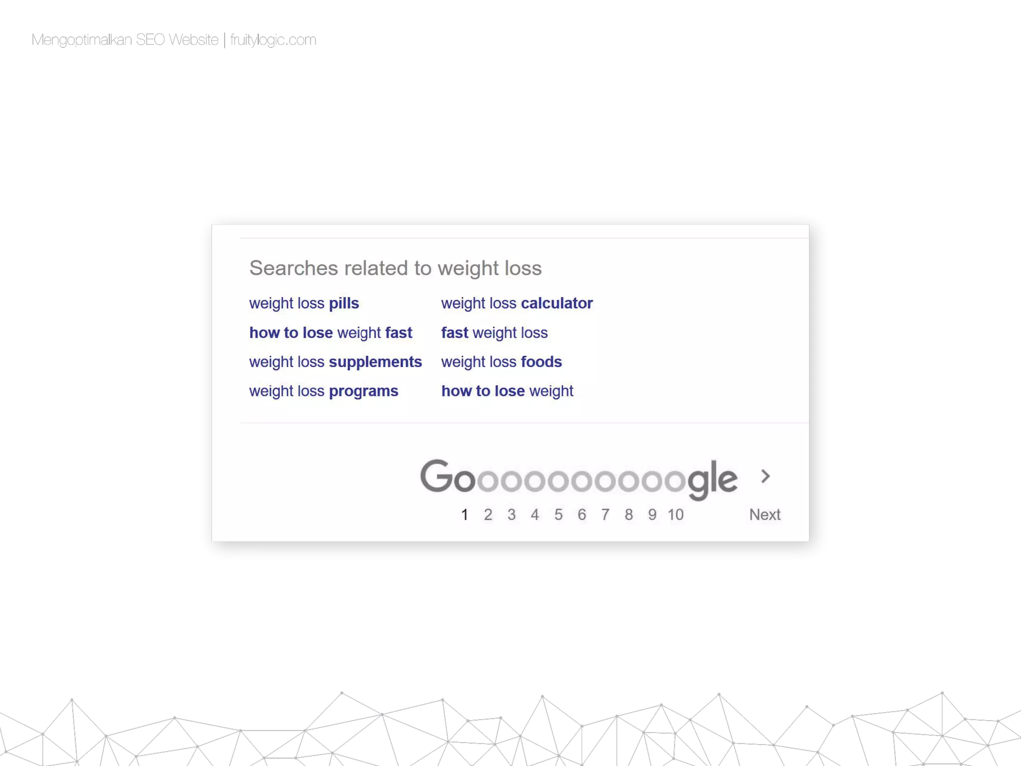 Mengoptimalkan SEO Website | fruitylogic.com
 