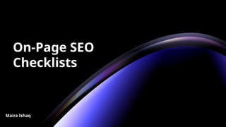 Complete On-Page SEO Checklist for Beginners 2026 | PPTX