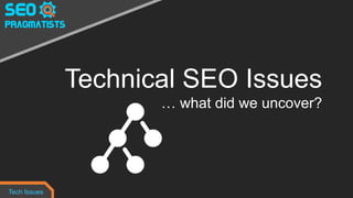 Technical SEO Issues
… what did we uncover?
Tech Issues
 