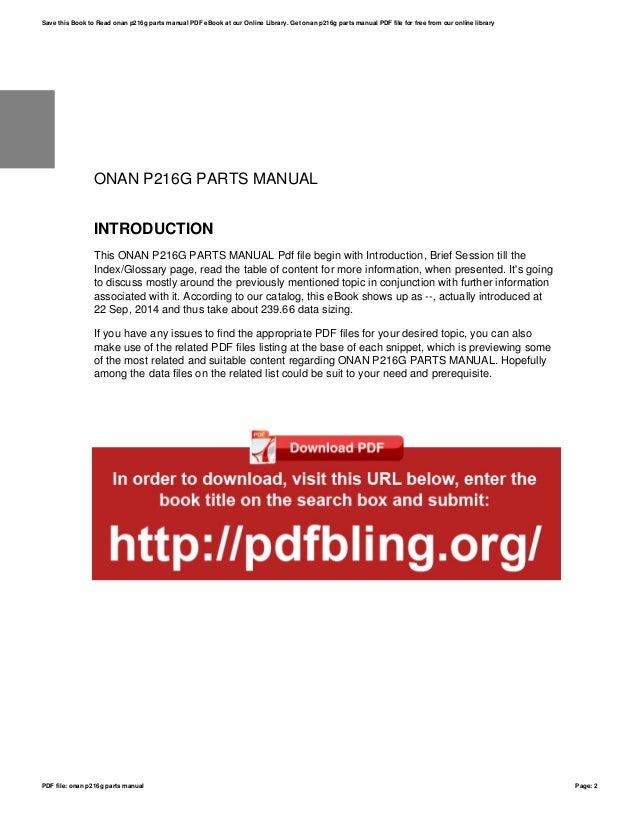 Onan p216g parts manual