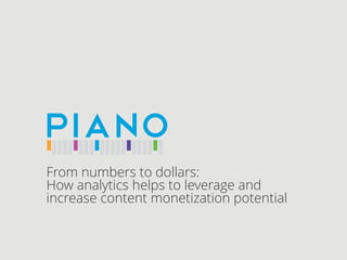 From numbers to dollars:
How analytics helps to leverage and
increase content monetization potential
 