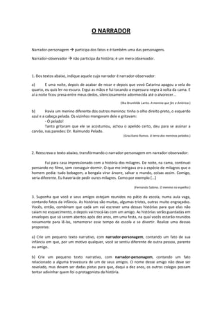O narrador exercícios | PDF