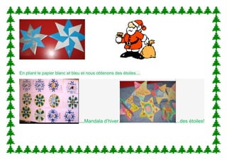 En pliant le papier blanc et bleu et nous obtenons des étoiles....
....Mandala d’hiver.
…….. ...des étoiles!