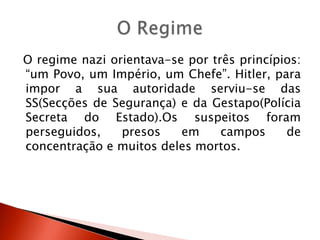 Os judeus eram considerados uma raça inferior. O nazismo tentou eliminar o povo judeu considerando os, corruptos, traidores e privilegiados (anti-semitismo);
