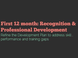 Refine the Development Plan to address skill ,
performance and training gaps
 
