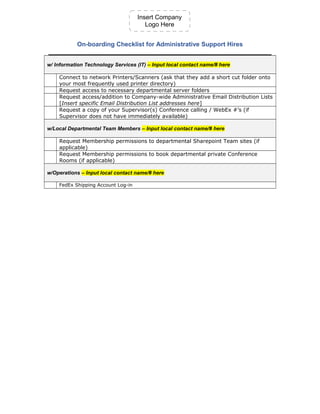 executive assistant daily checklist