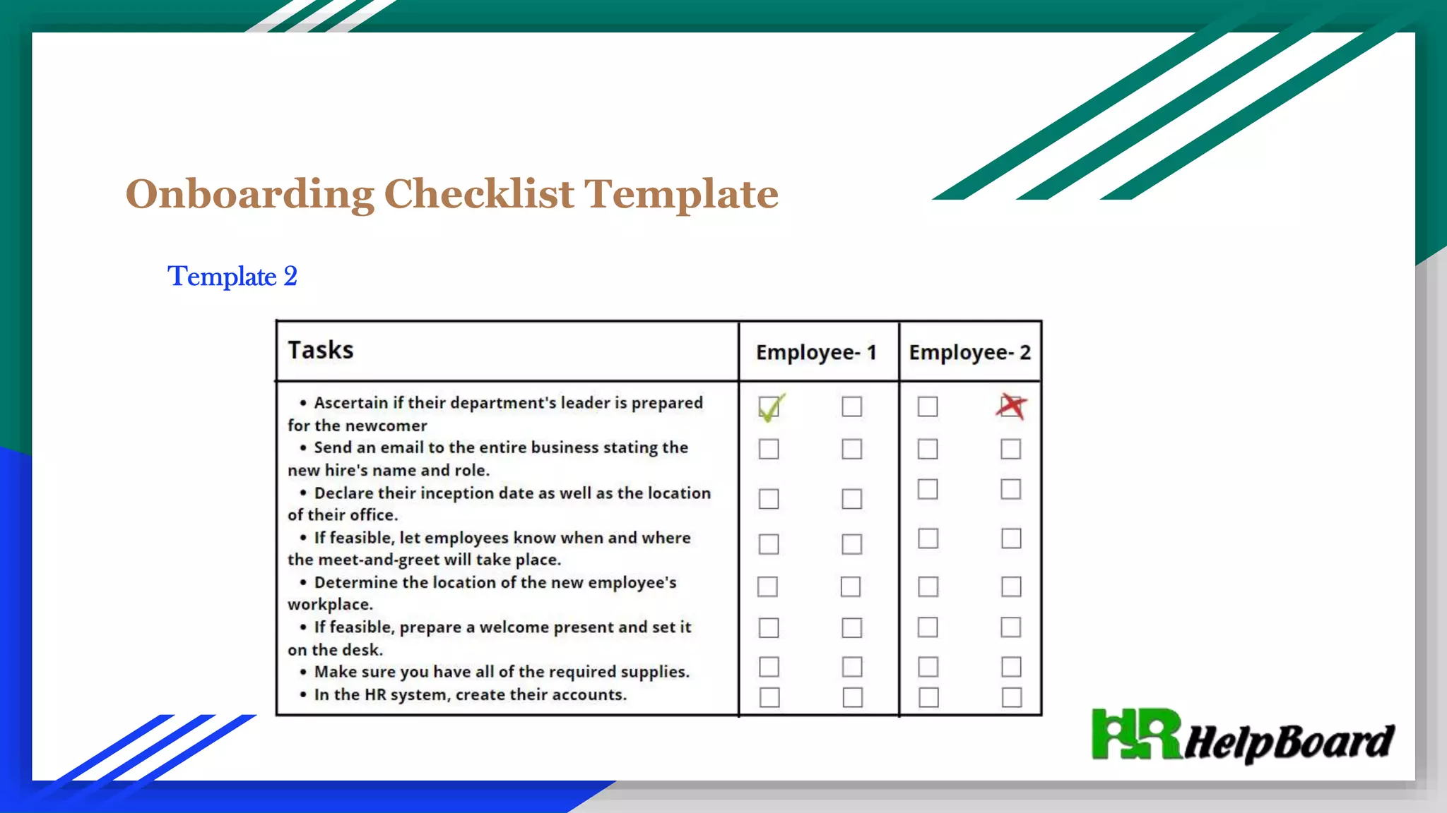 Onboarding Checklist Template
Template 2
 