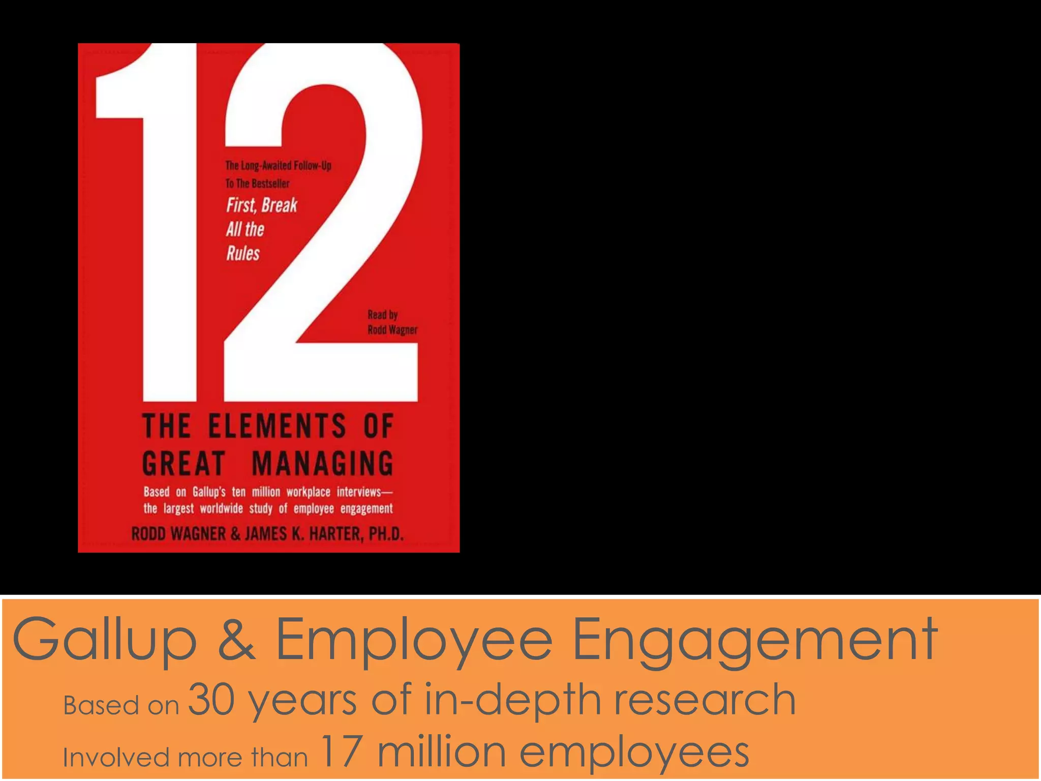 Gallup & Employee Engagement
 Based on 30 years of in-depth research
 Involved more than 17 million employees
 