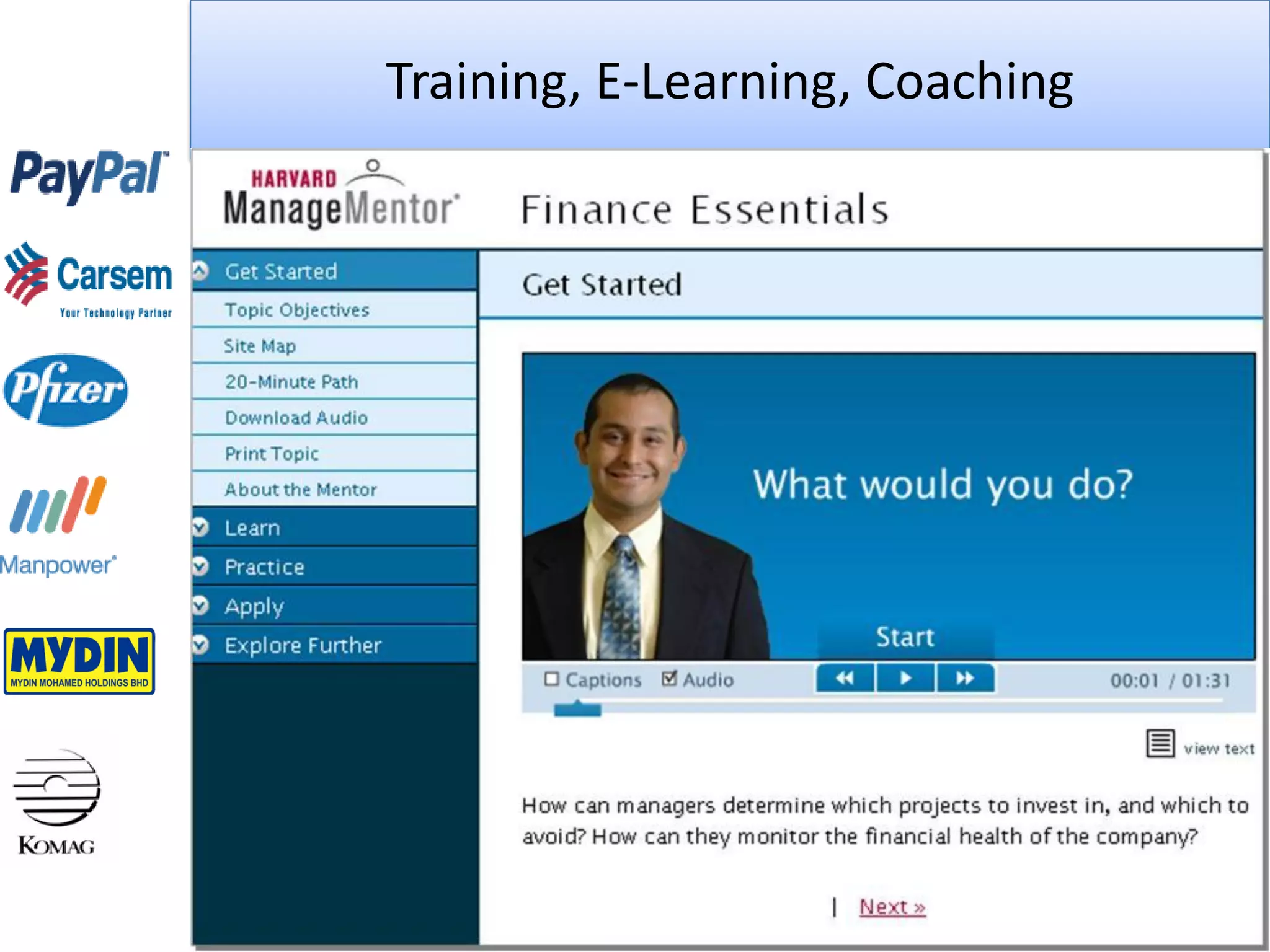Training, E-Learning, Coaching
 
