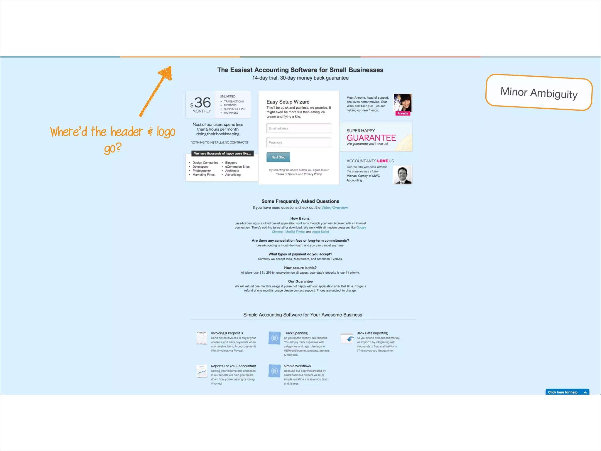 Minor Ambiguity

Where’d the header & logo
go?

 