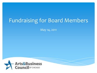 Fundraising for Board Members May 14, 2011 