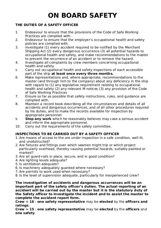 On Board Safety On Board Safety