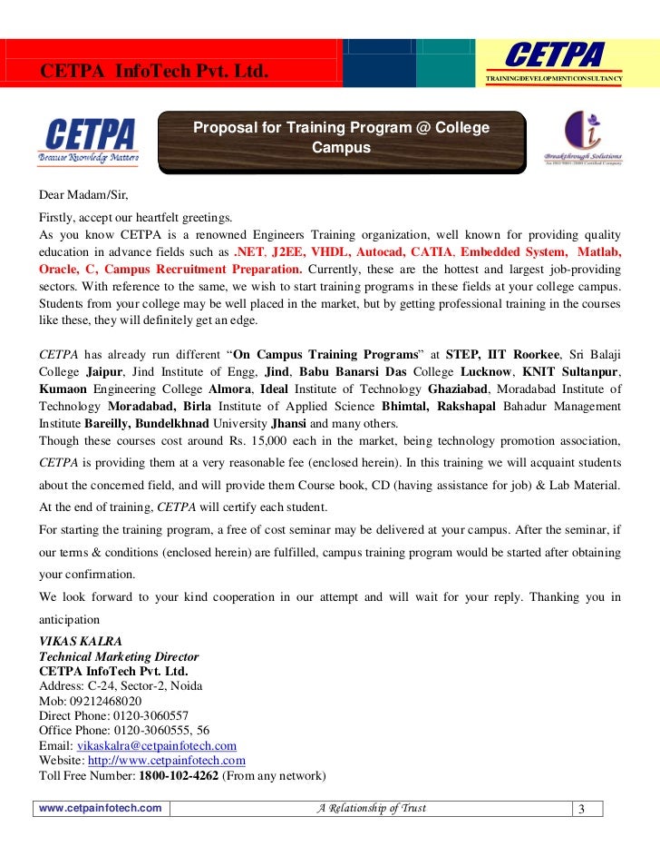 inhouse training proposal