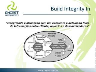 Build Integrity In “ Integridade é alcançada com um excelente e detalhado fluxo de informações entre cliente, usuários e desenvolvedores” 