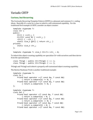 Variadic CRTP : NOTES | PDF