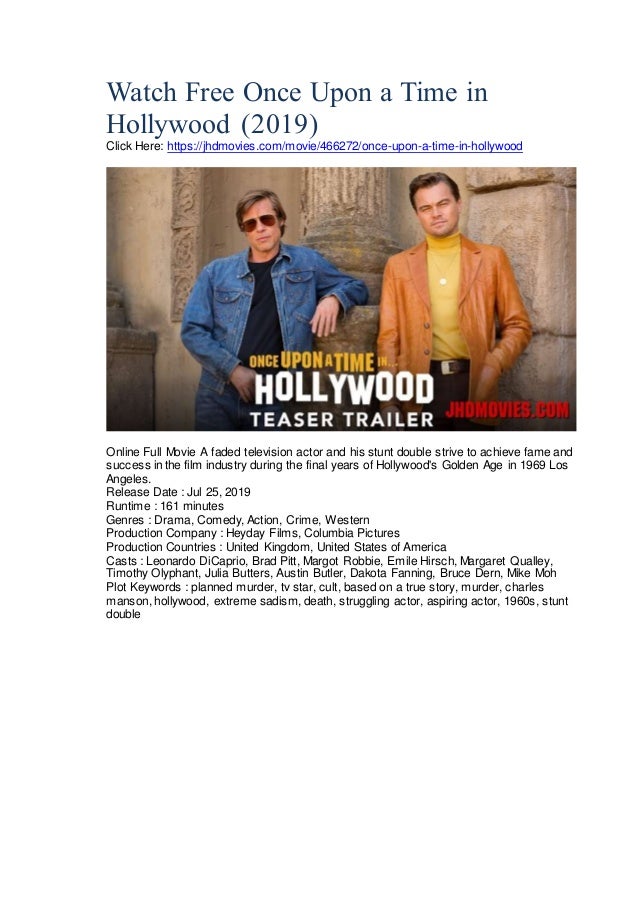 Watch Full Once Upon a Time in Hollywood (2019) Online
