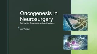 z
Oncogenesis in
Neurosurgery
Cell cycle, Telomeres and Antioxidants
Lee Wei Lun
 