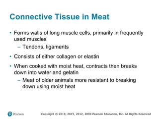 Copyright © 2019, 2015, 2012, 2009 Pearson Education, Inc. All Rights Reserved
Connective Tissue in Meat
• Forms walls of ...