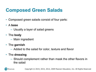Copyright © 2019, 2015, 2012, 2009 Pearson Education, Inc. All Rights Reserved
Composed Green Salads
• Composed green sala...