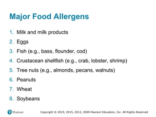 Copyright © 2019, 2015, 2012, 2009 Pearson Education, Inc. All Rights Reserved
Major Food Allergens
1. Milk and milk produ...
