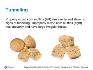 Copyright © 2019, 2015, 2012, 2009 Pearson Education, Inc. All Rights Reserved
Tunneling
Properly mixed corn muffins (left) rise evenly and show no
signs of tunneling. Improperly mixed corn muffins (right)
rise unevenly and have large irregular holes.
 