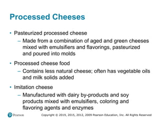 Copyright © 2019, 2015, 2012, 2009 Pearson Education, Inc. All Rights Reserved
Processed Cheeses
• Pasteurized processed c...