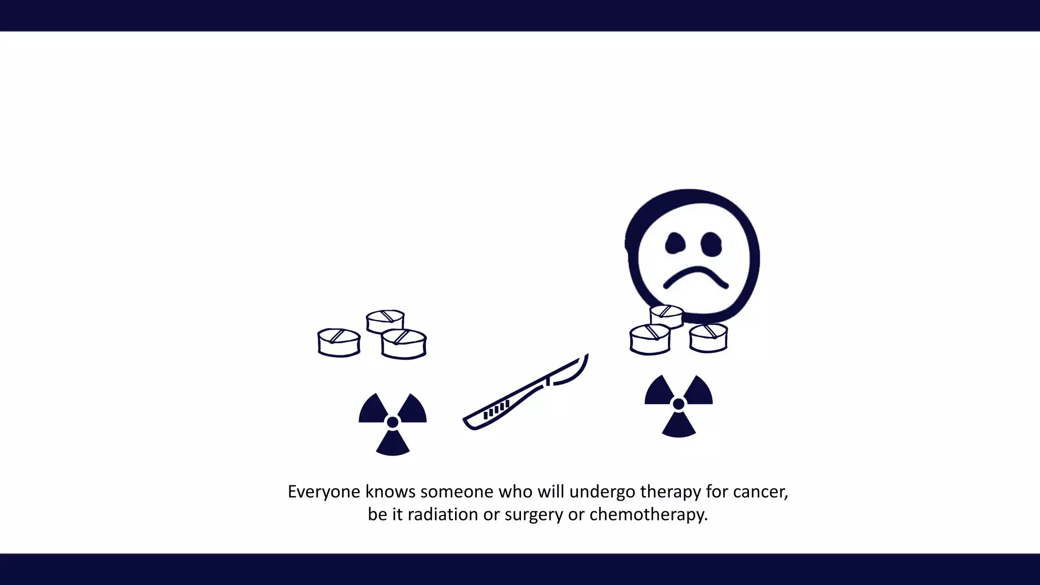 Everyone	knows	someone	who	will	undergo	therapy	for	cancer,	
be	it	radiation	or	surgery	or	chemotherapy.	
 
