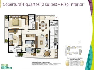 Cobertura 4 quartos (3 suítes) Piso Inferior
 