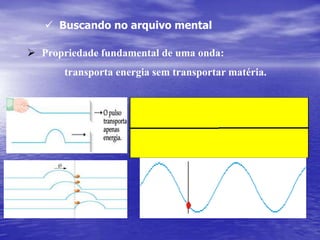  Nosso sistema auditivoO ouvido consiste em 3 partes básicas -oouvido externo, o ouvido médio, e o ouvido interno. Cada parte serve para uma função específica para interpretar o som. O ouvido externo serve para coletar o som e o levar por um canal ao ouvido médio. O ouvido médio serve para transformar a energia de uma onda sonora em vibrações internas da estrutura óssea do ouvido médio e finalmente transformar estas vibrações em uma onda de compressão ao ouvido interno. O ouvido interno serve para transformar a energia da onda de compressão dentro de um fluido em impulsos nervosos que podem ser transmitidos ao cérebro.