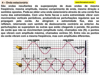 b) destrutivawww.fisicaatual.com.brOs efeitos são subtraídos (soma algébrica), podendo-se anular no caso de duas propagações com deslocamento invertido de mesma amplitude.