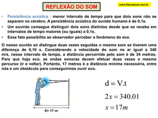 O TIMBRE DO SOMwww.fisicaatual.com.brQualidade que permite diferenciar duas ondas sonoras de mesma altura e mesma intensidade, emitidos por fontes distintas.O timbre está relacionado à forma da onda emitida pelo instrumento.