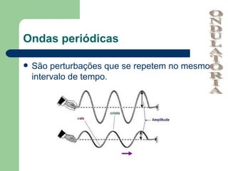 Ondas periódicas

   São perturbações que se repetem no mesmo
    intervalo de tempo.
 