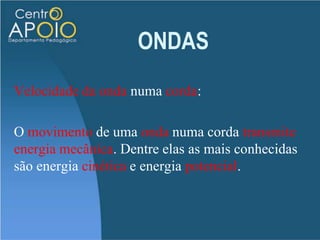 ONDAS28O comprimento de onda varia entre 16,5 m  (som grave) e  16,5 mm (som agudo)