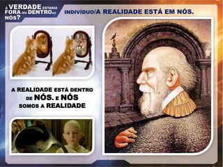 A REALIDADE ESTÁ DENTRO
DE NÓS. E NÓS
SOMOS A REALIDADE
INDIVÍDUO/A REALIDADE ESTÁ EM NÓS.
 